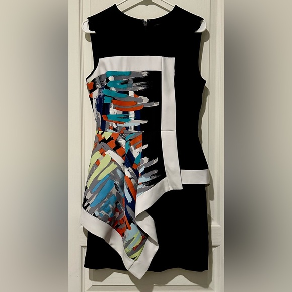 BCBGMaxAzria Sleeveless Alessandra Asymmetrical Handkerchief Peplum Mini Dress - Picture 6 of 10